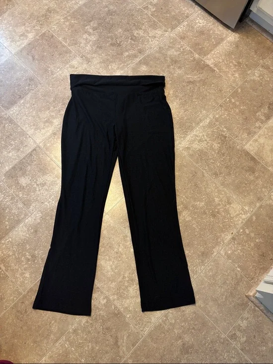 Bobbie Brooks Black Knit Pants with Fold-Over Waistband - Picture 1 of 5